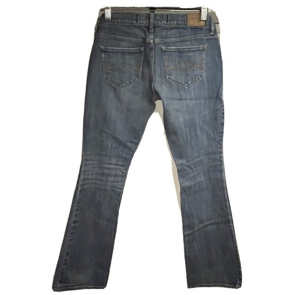 Abercrombie & Fitch Blue Denim Low Rise Bootcut Jeans 2S Stretch 5 Pockets 26x30 - Picture 1 of 7